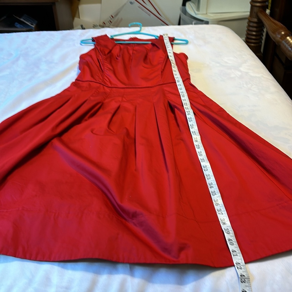 Talbots Red Cotton Blend Sleeveless Fit and Flair Dress Size 8 - Picture 12 of 13